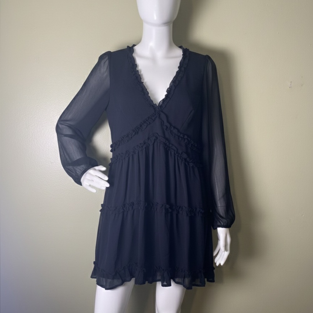 Miami for Francesca’s Elegant Black Ruffle Dress